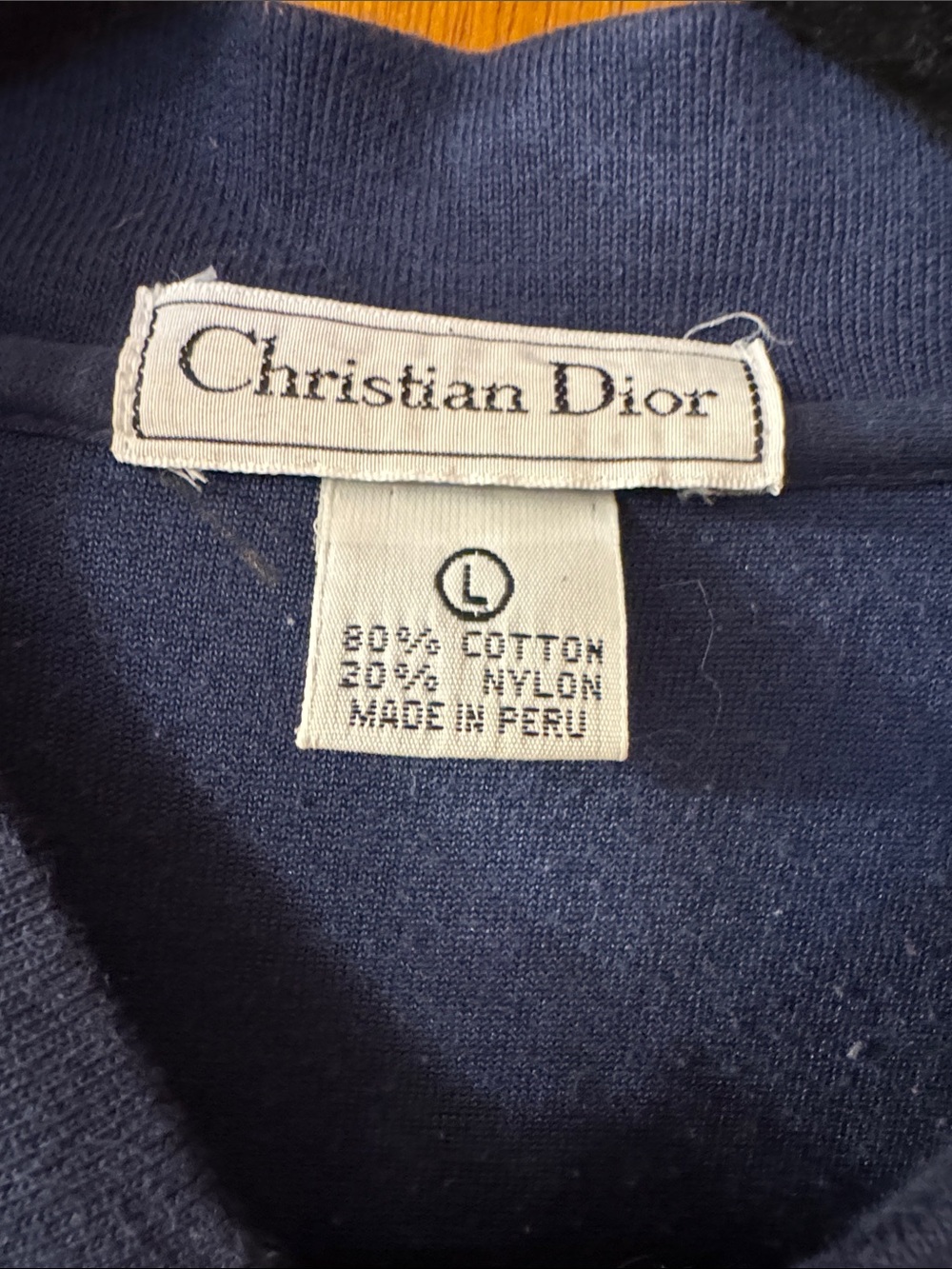 Christian Dior Navy Terry Short-Sleeve Zip-Up Sweater Jacket with Striped Trim - Picture 2 of 10